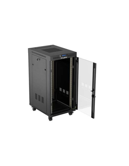 Lanberg Szafa Instalacyjna Rack Stojąca 19" 24U 600X800 Czarna Drzwi Przeszklone Lcd (Flat Pack) V2