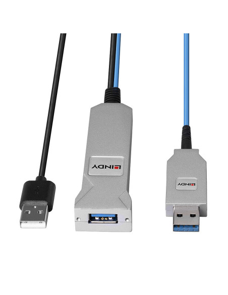 Lindy 43345 Kabel Usb Usb 3.2 Gen 1 (3.1 Gen 1) 30 M Usb A 2 X Usb A Niebieski, Srebrny