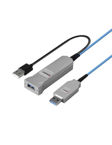 Lindy 43345 Kabel Usb Usb 3.2 Gen 1 (3.1 Gen 1) 30 M Usb A 2 X Usb A Niebieski, Srebrny