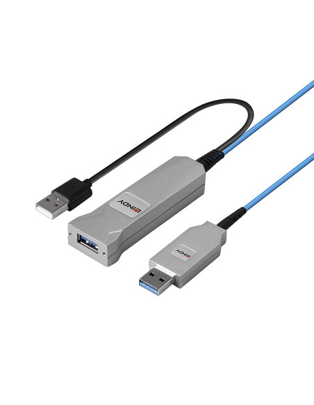 Lindy 43345 Kabel Usb Usb 3.2 Gen 1 (3.1 Gen 1) 30 M Usb A 2 X Usb A Niebieski, Srebrny