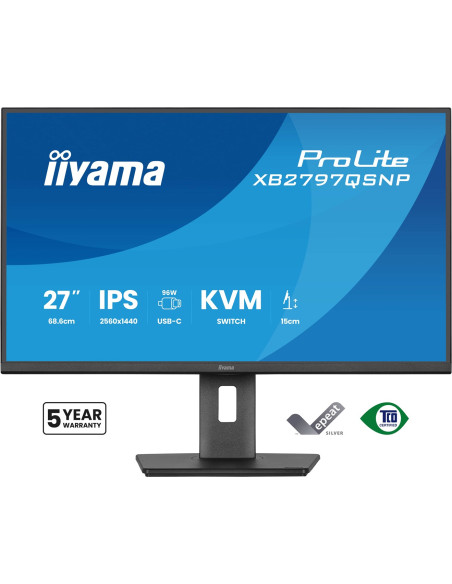Iiyama Prolite Xb2797Qsnp-B1 Monitor Komputerowy 68,6 Cm (27") 2560 X 1440 Px Quad Hd Led Czarny