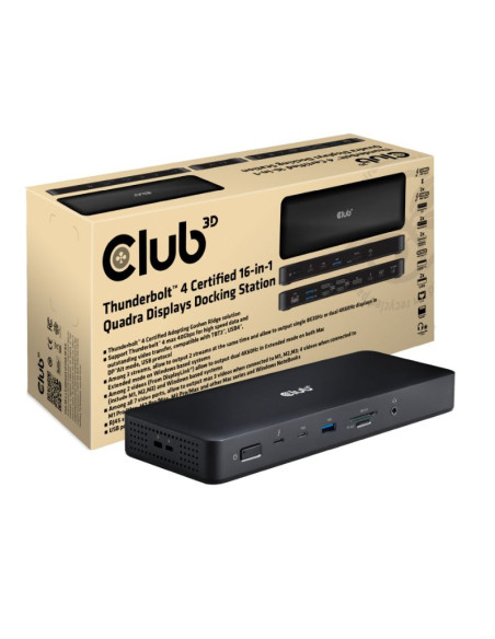 Club3D Csv-1583 Stacja Dokująca Przewodowa Thunderbolt 4 Czarny