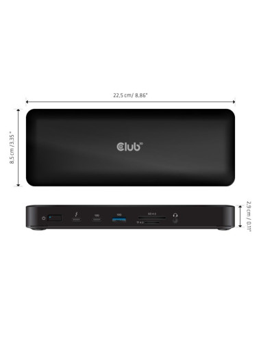 Club3D Csv-1583 Stacja Dokująca Przewodowa Thunderbolt 4 Czarny