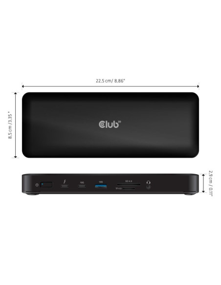 Club3D Csv-1583 Stacja Dokująca Przewodowa Thunderbolt 4 Czarny
