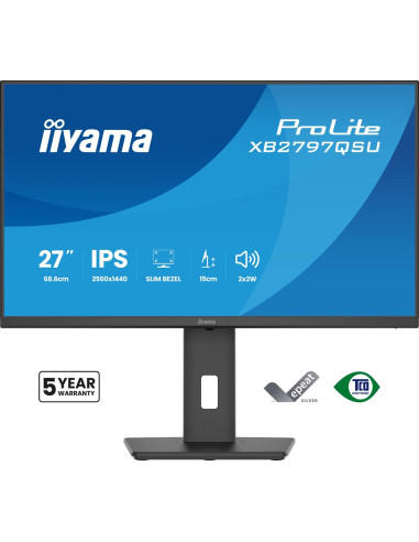 Iiyama Prolite Xb2797Qsu-B1 Monitor Komputerowy 68,6 Cm (27") 2560 X 1440 Px Quad Hd Led Czarny
