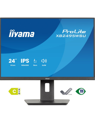Iiyama Prolite Xb2495Wsu-B1 Monitor Komputerowy 61,2 Cm (24.1") 1920 X 1200 Px Full Hd Lcd Czarny