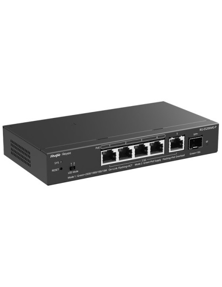 Ruijie Networks Rg-Es206Mg-P Przełącznik Sieciowy Zarządzany L2 2.5G Ethernet (100/1000/2500) Obsługa Poe Montaż Na Biurku/Ścian