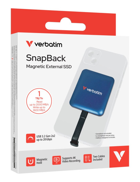 Verbatim Snapback Ssd 1 Tb Usb Type-C Usb 3.2 Gen 2X2 Niebieski