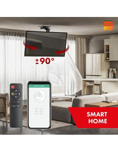 Uchwyt Elektryczny Do Tv Maclean, Sufitowy, Obsługa Tuya, Max. Vesa 800X400, Reg. W Poz. +90°~-90°, Dla Tv 43-86", Max. 45Kg, Mc