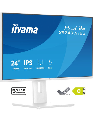 Iiyama Prolite Xb2497Hsu-W1 Monitor Komputerowy 60,5 Cm (23.8") 1920 X 1080 Px Full Hd Led Biały