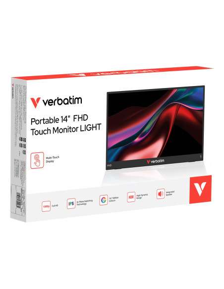 Verbatim Portable 14" Fhd Touch Monitor Light Przenośny Monitor Czarny 35,6 Cm (14") Lcd 1920 X 1080 Px
