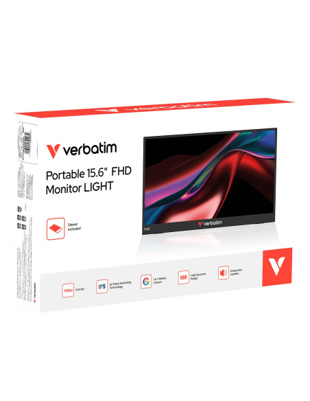 Verbatim Portable 15.6" Fhd Monitor Light Przenośny Monitor Czarny 39,6 Cm (15.6") Lcd 1920 X 1080 Px