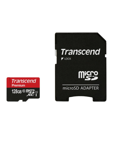 Sd Microsd Card 128Gb Transcend Sdxc Uhs1 W/Adapter