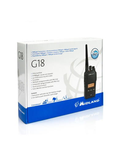 Midland G18 - Pmr446 Krótkofalówka 8 Kan. 446.00625 - 446.09375 Mhz Czarny