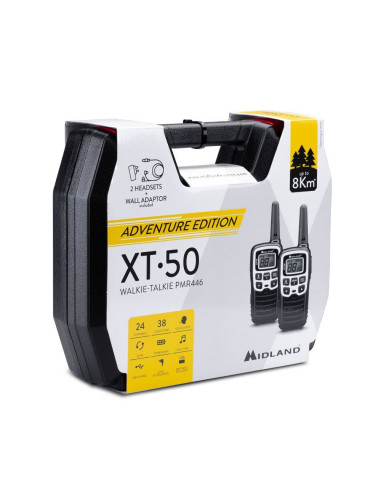 Midland Xt50 Adventure Krótkofalówka 24 Kan. 446.00625 - 446.09375 Mhz Czarny, Szary