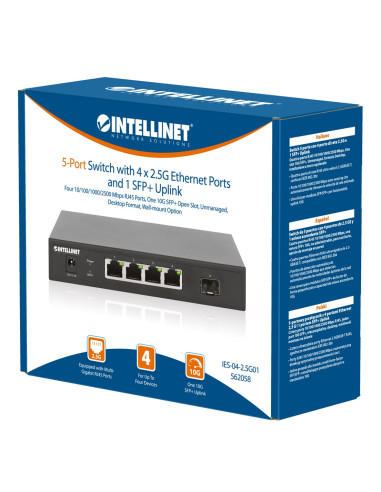 Intellinet 562058 Przełącznik Sieciowy Nie Zarządzany 2.5G Ethernet (100/1000/2500) Czarny