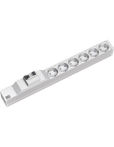 Bachmann 333.411 Rozdzielacz Zasilania Pdu 6 X Gniazdo Sieciowe 1U Szary, Srebrny