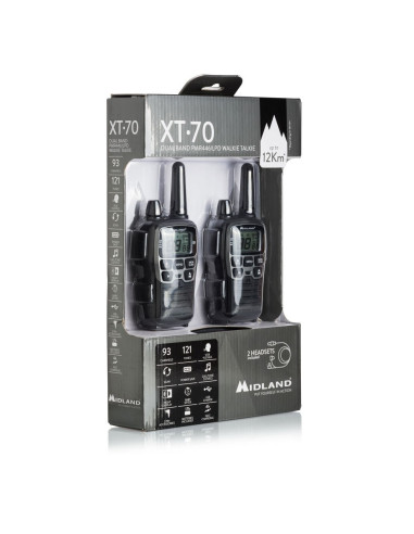Midland Xt70 Krótkofalówka 24 Kan. 446.00625 - 446.09375 Mhz Czarny, Szary