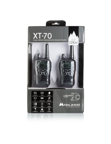 Midland Xt70 Krótkofalówka 24 Kan. 446.00625 - 446.09375 Mhz Czarny, Szary