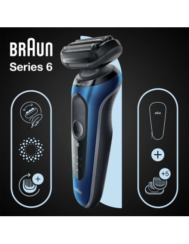 Braun Series 6 61-B1500S Golarka Foliowa Przycinarka Niebieski