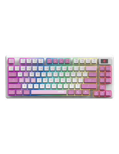 Msi Forge Gk600 Tkl Wireless Violet Klawiatura Gaming Usb + Bluetooth Qwerty Hiszpański Różowy, Fioletowy, Biały