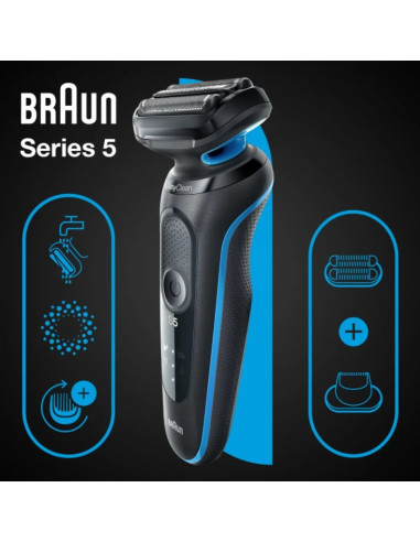 Braun Series 5 51-B1820S Golarka Foliowa Czarny, Niebieski