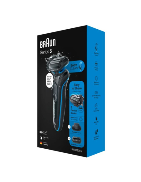 Braun Series 5 51-B1820S Golarka Foliowa Czarny, Niebieski