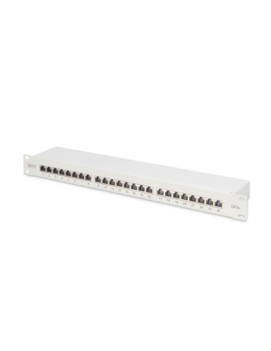 Digitus Panel Krosowy (Patch Panel) 19'' 24X Rj45, Lsa Poziom, Kat.6A, Ekranowany, 1U, Szary, Prowadnica Kabli