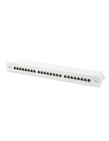 Digitus Panel Krosowy (Patch Panel) 19'' 24X Rj45, Lsa Poziom, Kat.6A, Ekranowany, 1U, Szary, Prowadnica Kabli