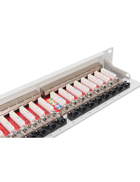 Digitus Panel Krosowy (Patch Panel) 19'' 24X Rj45, Lsa Poziom, Kat.6A, Ekranowany, 1U, Szary, Prowadnica Kabli
