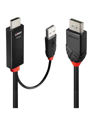 Lindy 41500 Adapter Kablowy 3 M Hdmi + Usb Type-A Displayport Czarny