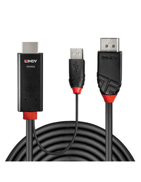 Lindy 41500 Adapter Kablowy 3 M Hdmi + Usb Type-A Displayport Czarny
