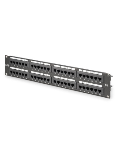 Digitus Panel Krosowy (Patch Panel) 19'' 48X Rj45, Lsa Pion, Kat.6, Nieekranowany, 2U, Czarny, Prowadnica Kabli, Pola Opisowe