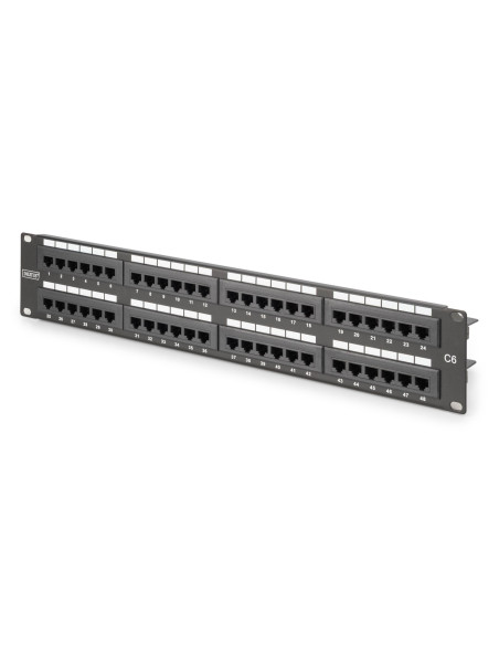 Digitus Panel Krosowy (Patch Panel) 19'' 48X Rj45, Lsa Pion, Kat.6, Nieekranowany, 2U, Czarny, Prowadnica Kabli, Pola Opisowe