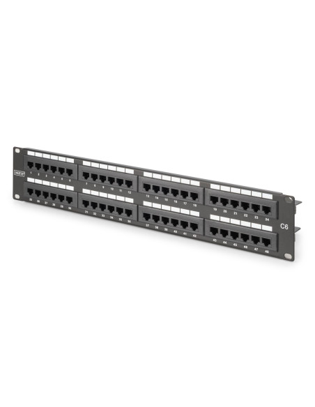 Digitus Panel Krosowy (Patch Panel) 19'' 48X Rj45, Lsa Pion, Kat.6, Nieekranowany, 2U, Czarny, Prowadnica Kabli, Pola Opisowe