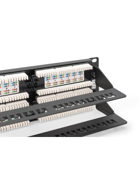 Digitus Panel Krosowy (Patch Panel) 19'' 48X Rj45, Lsa Pion, Kat.6, Nieekranowany, 2U, Czarny, Prowadnica Kabli, Pola Opisowe
