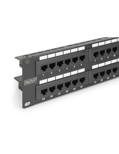 Digitus Panel Krosowy (Patch Panel) 19'' 48X Rj45, Lsa Pion, Kat.6, Nieekranowany, 2U, Czarny, Prowadnica Kabli, Pola Opisowe