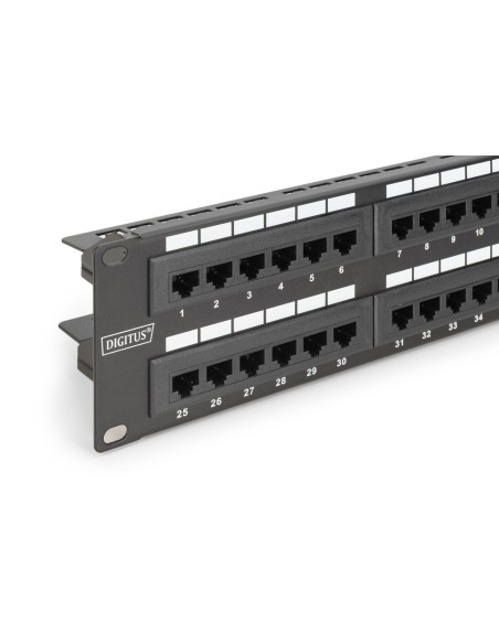 Digitus Panel Krosowy (Patch Panel) 19'' 48X Rj45, Lsa Pion, Kat.6, Nieekranowany, 2U, Czarny, Prowadnica Kabli, Pola Opisowe