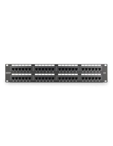 Digitus Panel Krosowy (Patch Panel) 19'' 48X Rj45, Lsa Pion, Kat.6, Nieekranowany, 2U, Czarny, Prowadnica Kabli, Pola Opisowe