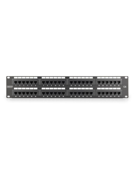 Digitus Panel Krosowy (Patch Panel) 19'' 48X Rj45, Lsa Pion, Kat.6, Nieekranowany, 2U, Czarny, Prowadnica Kabli, Pola Opisowe