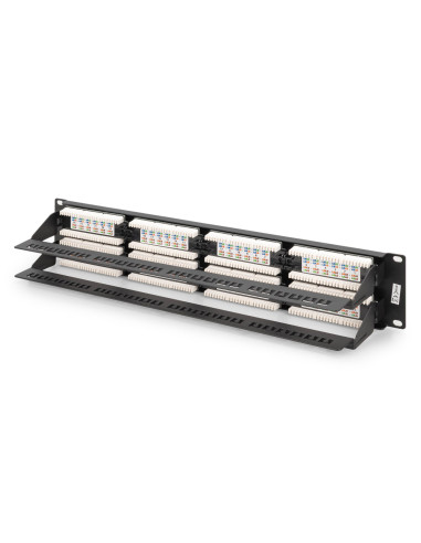 Digitus Panel Krosowy (Patch Panel) 19'' 48X Rj45, Lsa Pion, Kat.6, Nieekranowany, 2U, Czarny, Prowadnica Kabli, Pola Opisowe