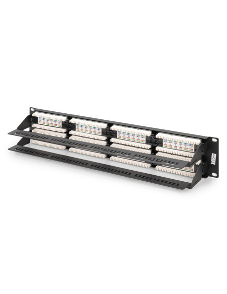 Digitus Panel Krosowy (Patch Panel) 19'' 48X Rj45, Lsa Pion, Kat.6, Nieekranowany, 2U, Czarny, Prowadnica Kabli, Pola Opisowe