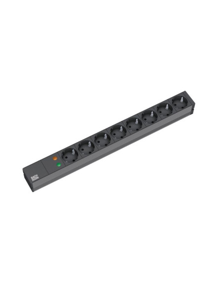 Bachmann 19'' 2M 8X Schuko H05Vv-F 3G 1.50Mm2 Rozgałęziacz 8 X Gniazdo Sieciowe Czarny