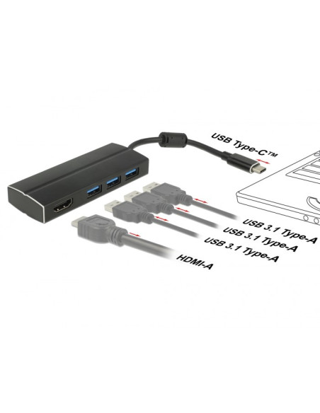 Delock 63931 Stacja Dokująca Usb 3.2 Gen 1 (3.1 Gen 1) Type-C Czarny
