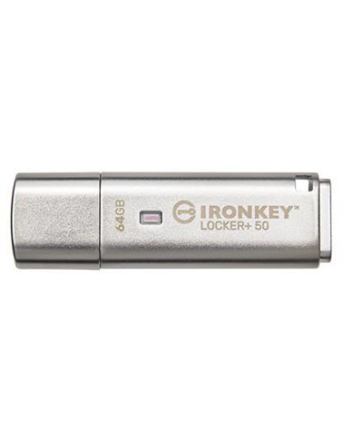 Kingston Ironkey Locker+ 50 Pamięć Usb 64 Gb Usb Typu-A 3.2 Gen 1 (3.1 Gen 1) Srebrny