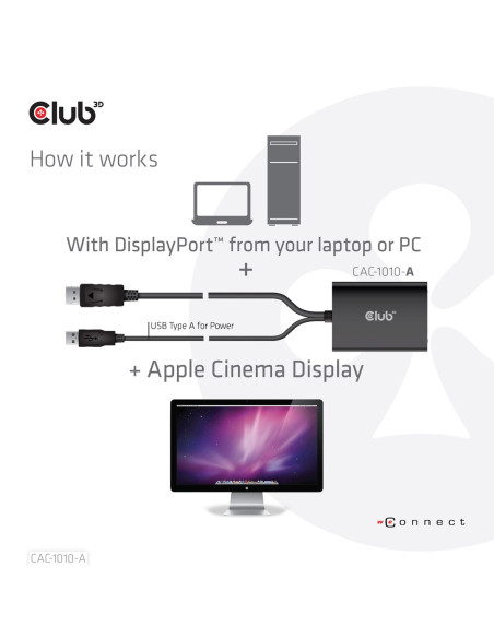 Club3D Cac-1010-A Adapter Kablowy 0,6 M Displayport Dvi-D + Usb Czarny