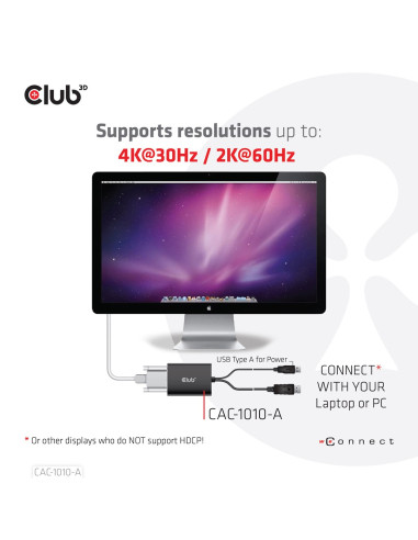 Club3D Cac-1010-A Adapter Kablowy 0,6 M Displayport Dvi-D + Usb Czarny
