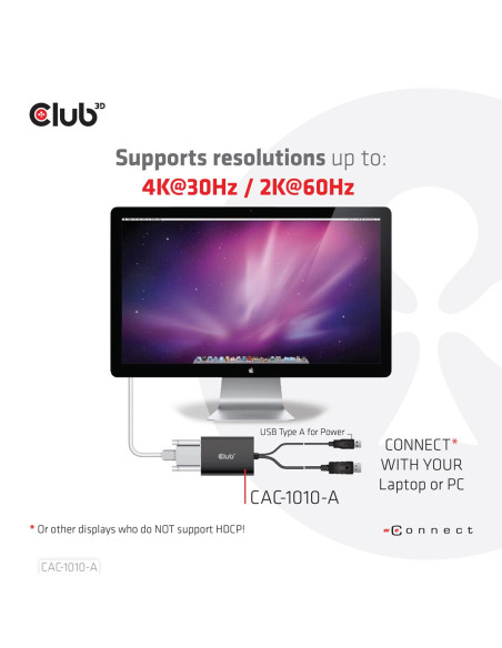 Club3D Cac-1010-A Adapter Kablowy 0,6 M Displayport Dvi-D + Usb Czarny