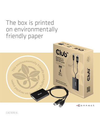Club3D Cac-1010-A Adapter Kablowy 0,6 M Displayport Dvi-D + Usb Czarny