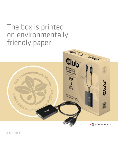 Club3D Cac-1010-A Adapter Kablowy 0,6 M Displayport Dvi-D + Usb Czarny